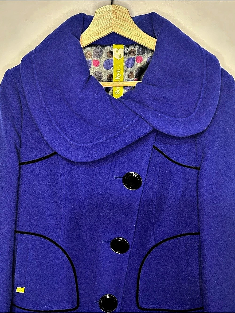 🇨🇦 Soia & Kyo Canadian Designer Royal Blue Wool Jacket Size M - Picture 5 of 14